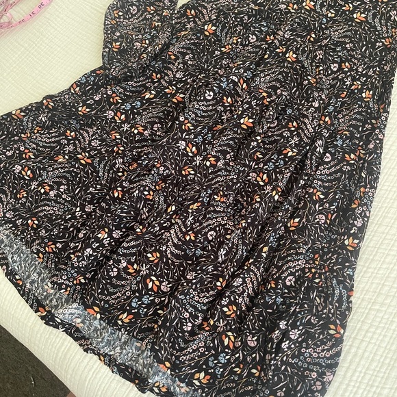 Anthropologie Maeve Black Floral mini Dress 3/4 length sleeve size small v-neck - Picture 2 of 10